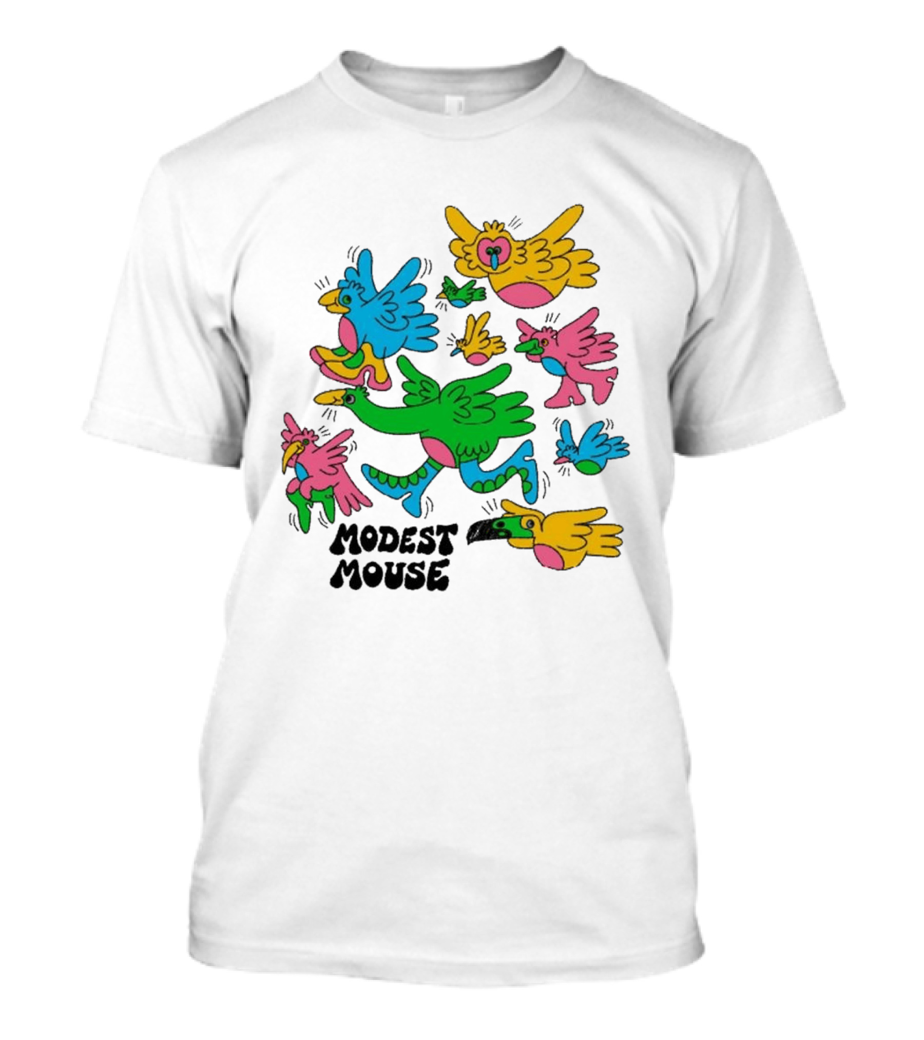 Modest Mouse Colorful Birds Flock T-Shirt