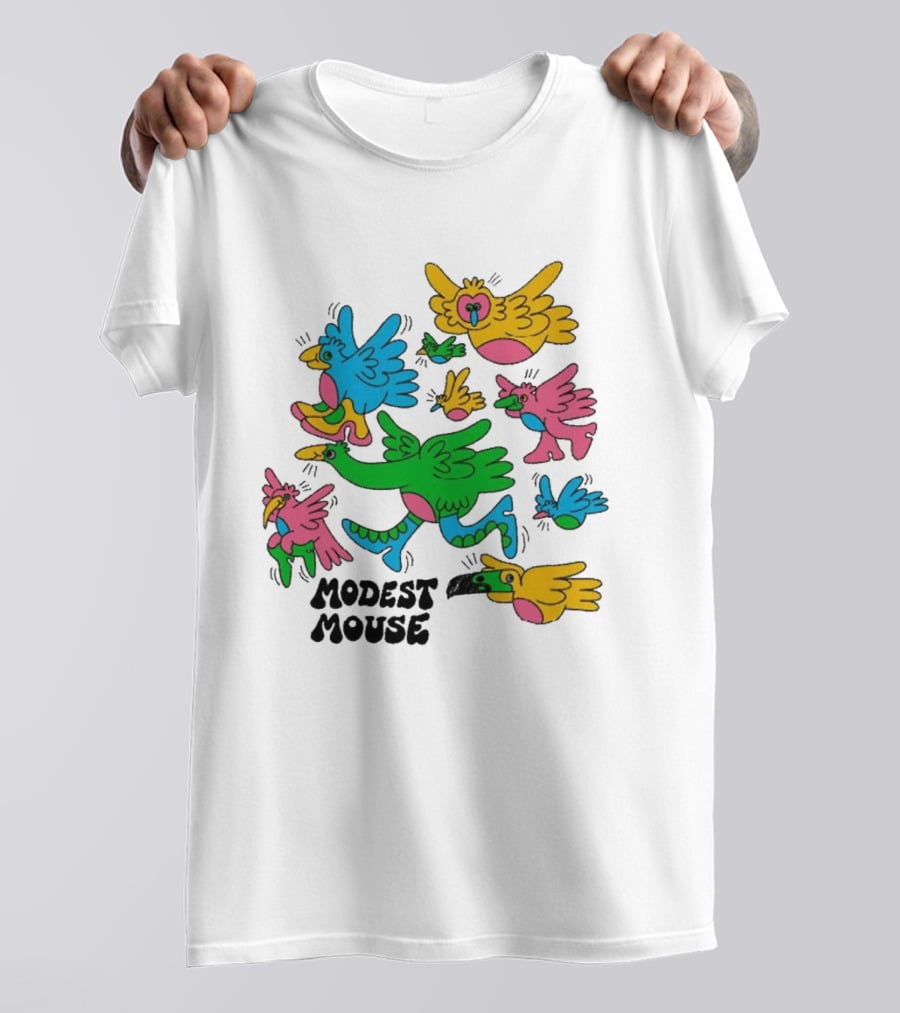 Modest Mouse Colorful Birds Flock T-Shirt