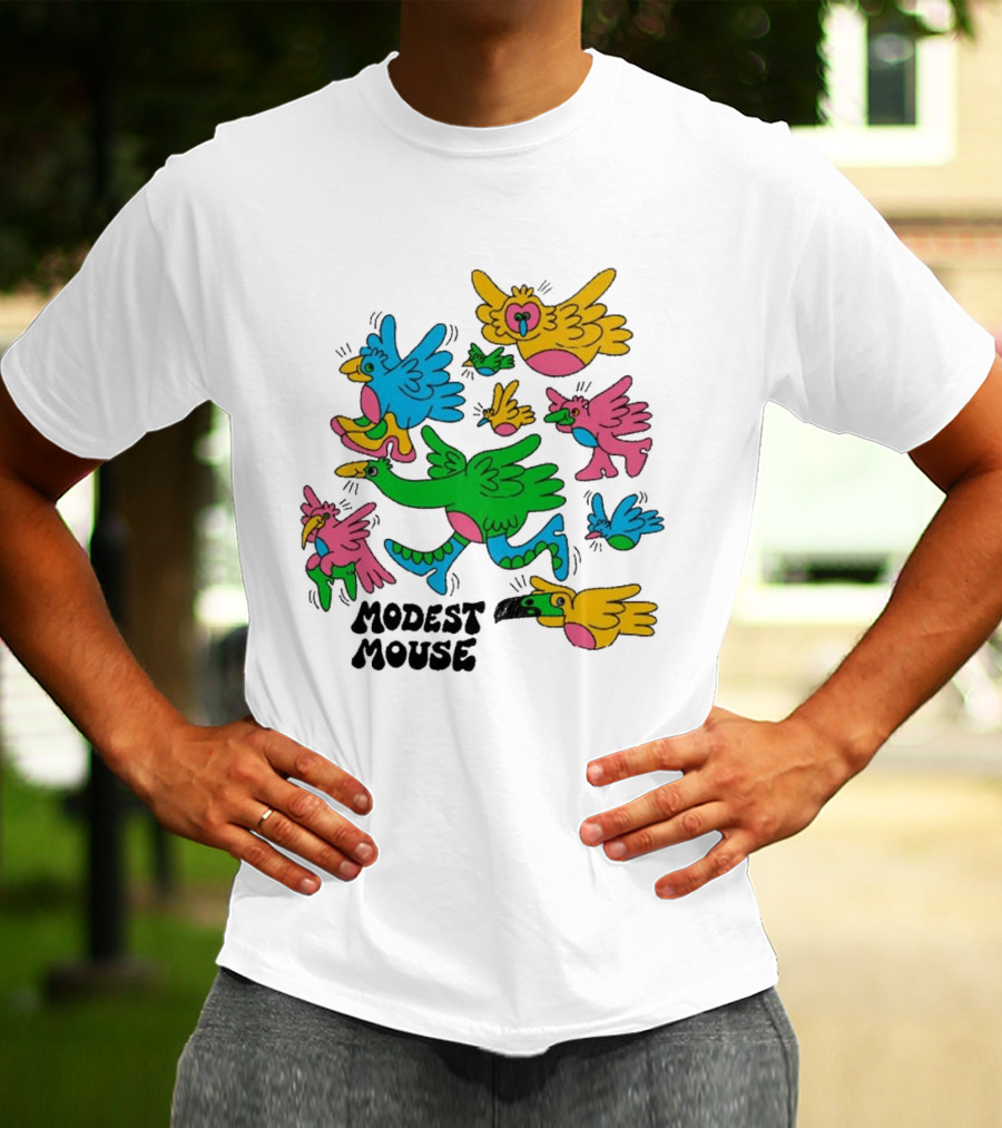 Modest Mouse Colorful Birds Flock T-Shirt