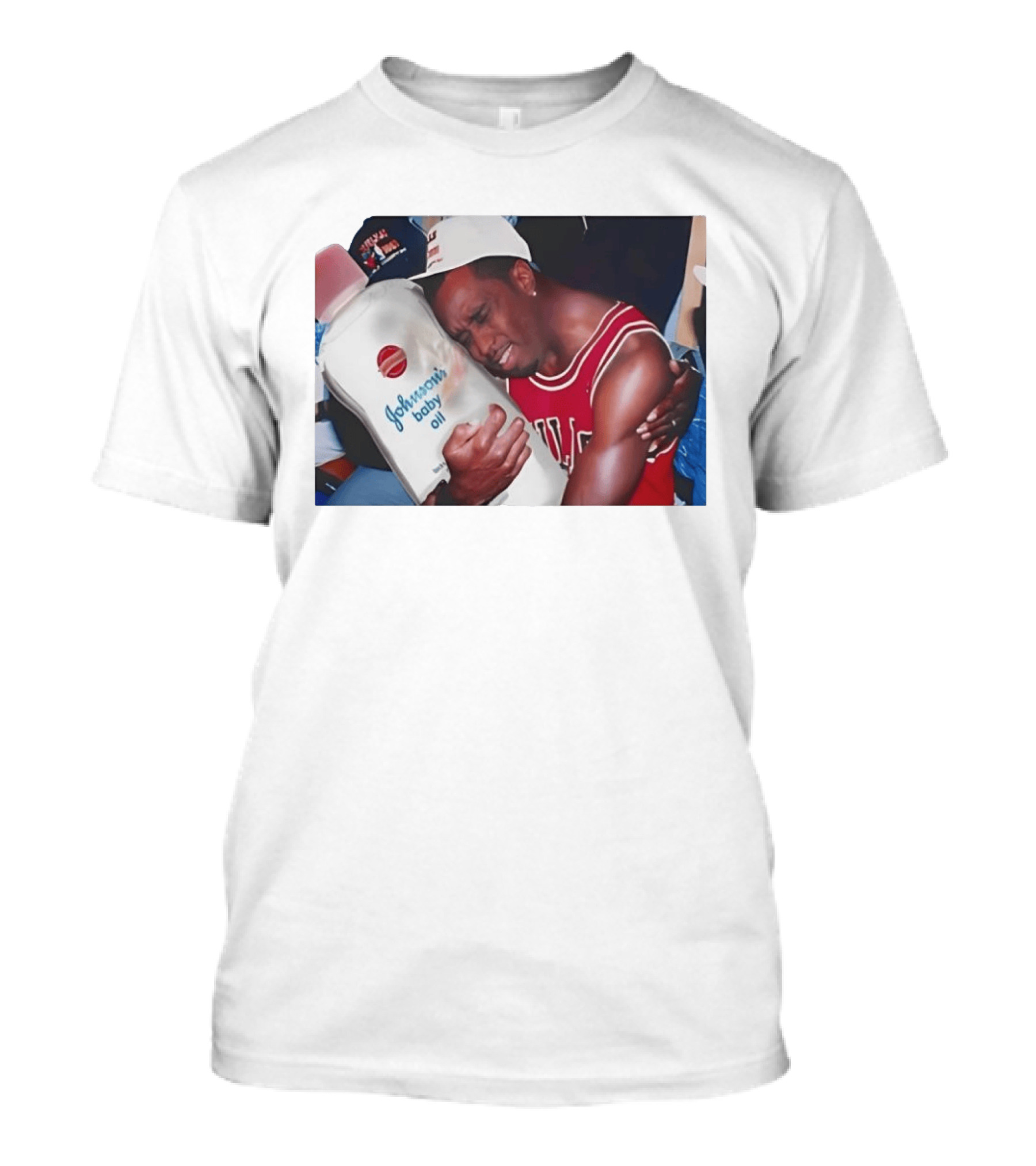 P.Diddy Crying Meme Johnson's Baby Oil Bulls Jersey T-Shirt