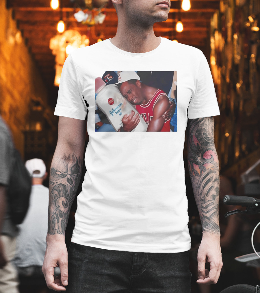 P.Diddy Crying Meme Johnson's Baby Oil Bulls Jersey T-Shirt