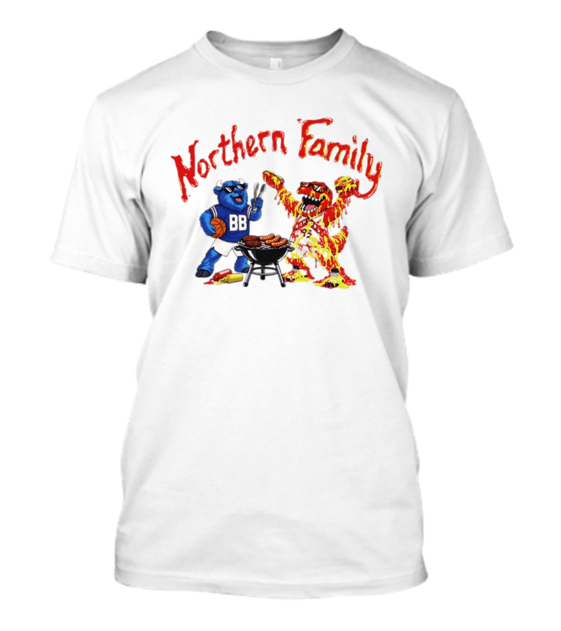 Northern Family BBQ Fun With Raptors And Buffalo Bills T-Shirt