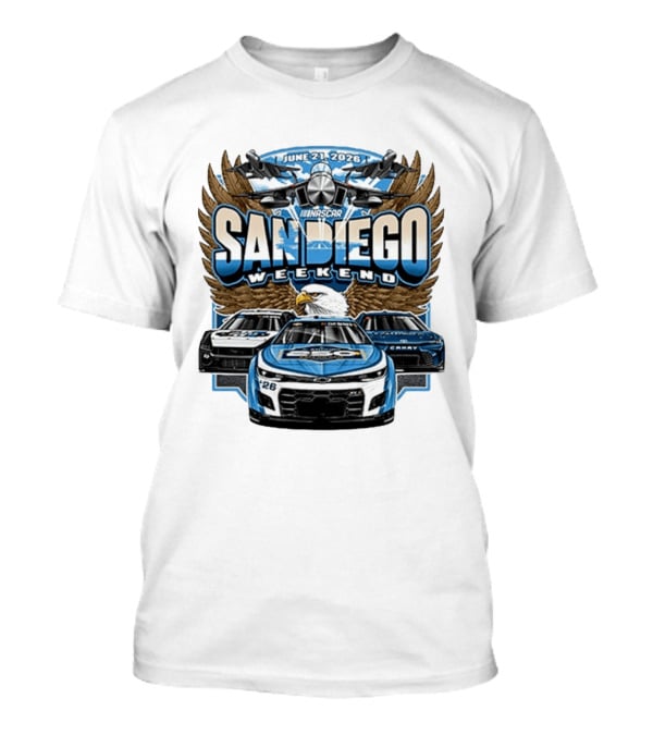 June 21 2026 NASCAR San Diego Weekend Americana Event Racing Cars And Eagle Wings T-Shirt