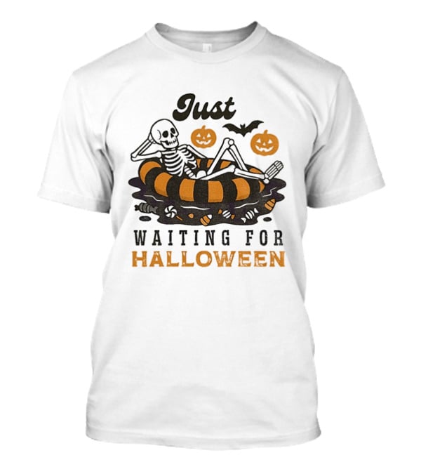 Just Waiting For Halloween Skeleton Beach 2025 T-Shirt