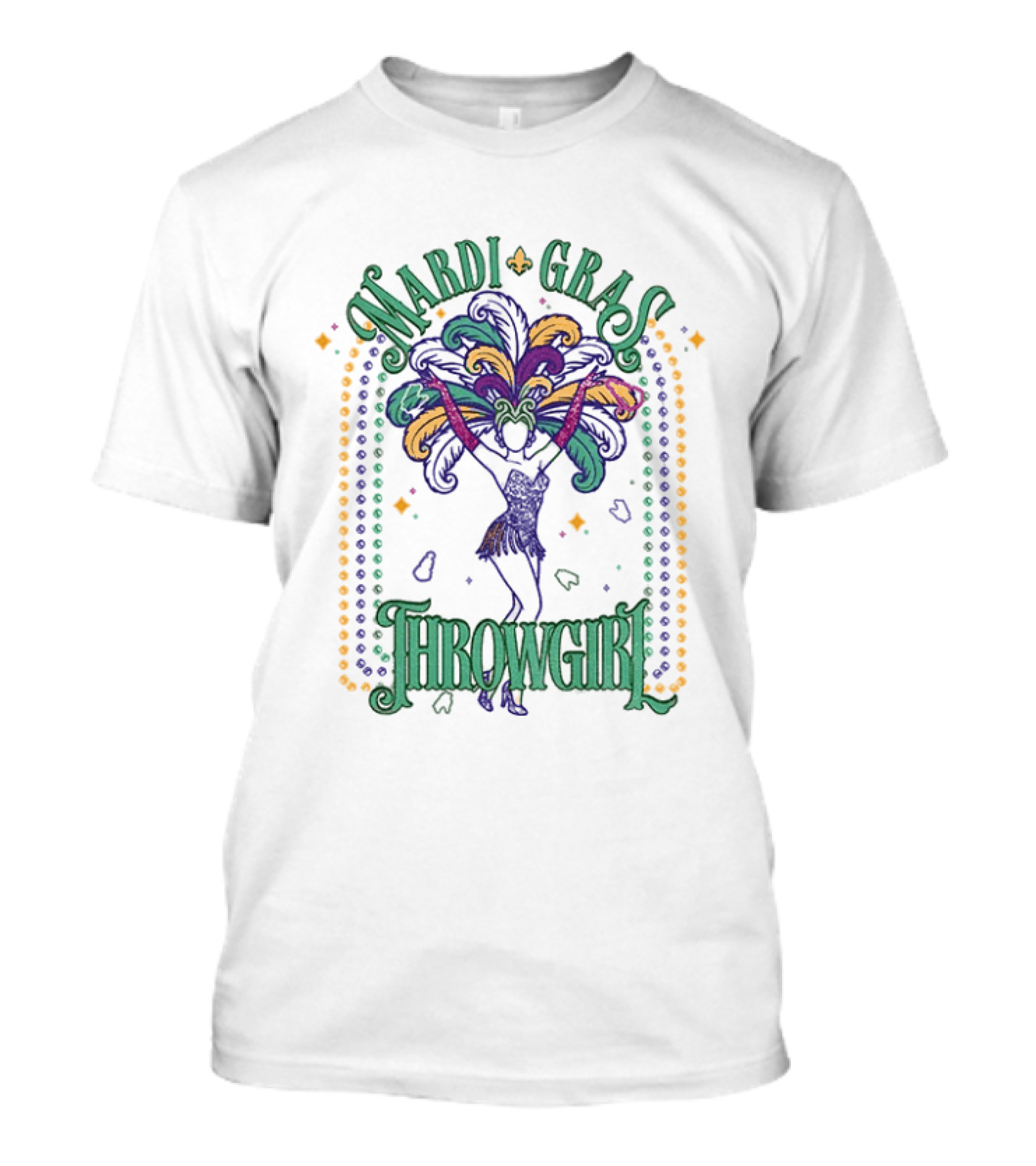 Mardi Gras Throw Girl Feather Dance Costume Celebration T-Shirt