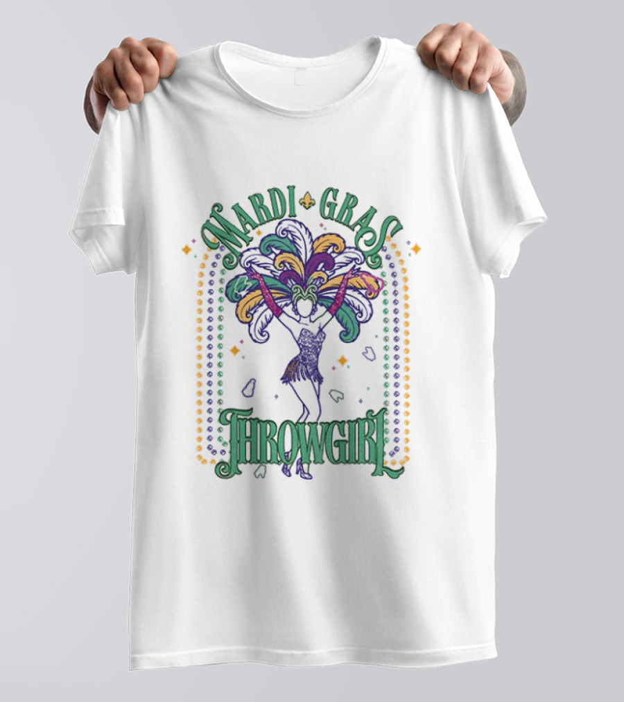Mardi Gras Throw Girl Feather Dance Costume Celebration T-Shirt