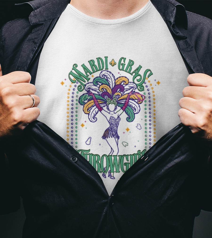 Mardi Gras Throw Girl Feather Dance Costume Celebration T-Shirt