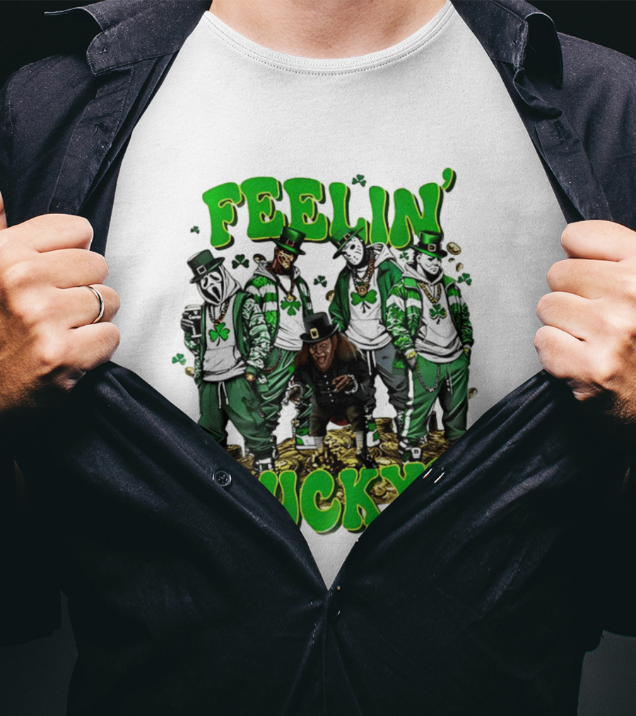 Feelin' Lucky Thug Life Movie Characters St. Patrick's Day T-Shirt