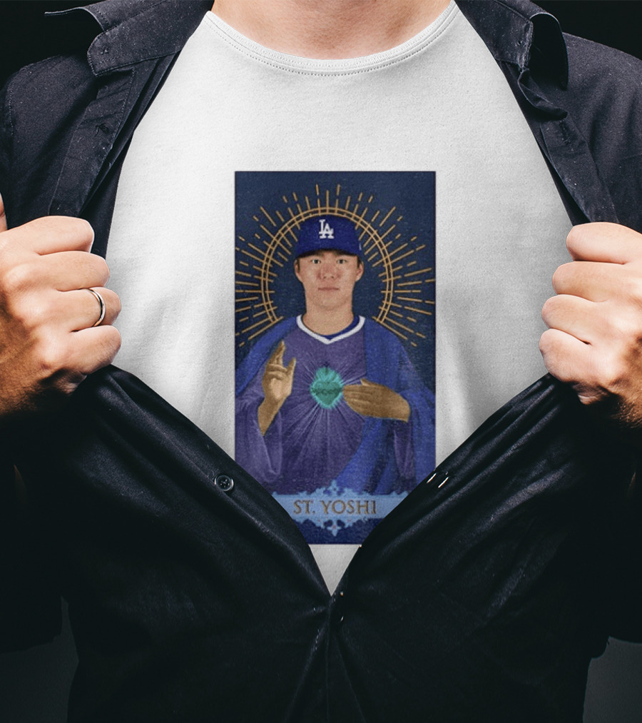 Yoshinobu Yamamoto Dodgers St. Yoshi Halo Icon MLB T-Shirt