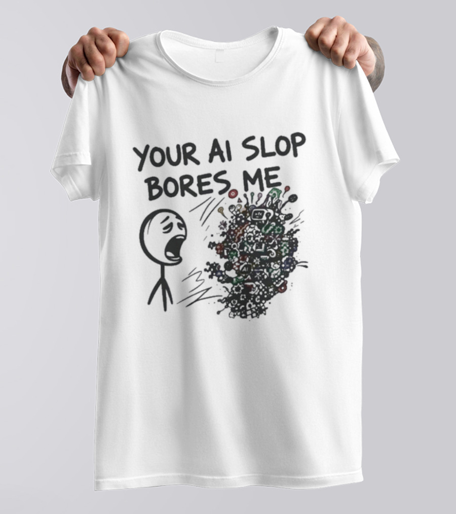 Your AI Slop Bores Me Stick Figure Expression With Colorful Scribbles T-Shirt