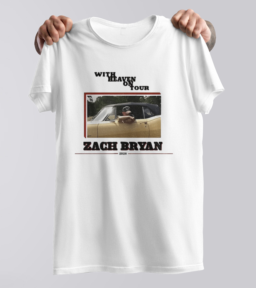 Zach Bryan With Heaven On Tour 2026 Yellow Convertible Country Music T-Shirt