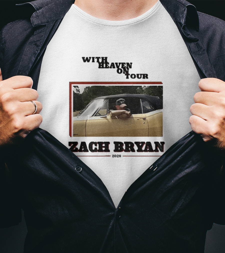 Zach Bryan With Heaven On Tour 2026 Yellow Convertible Country Music T-Shirt