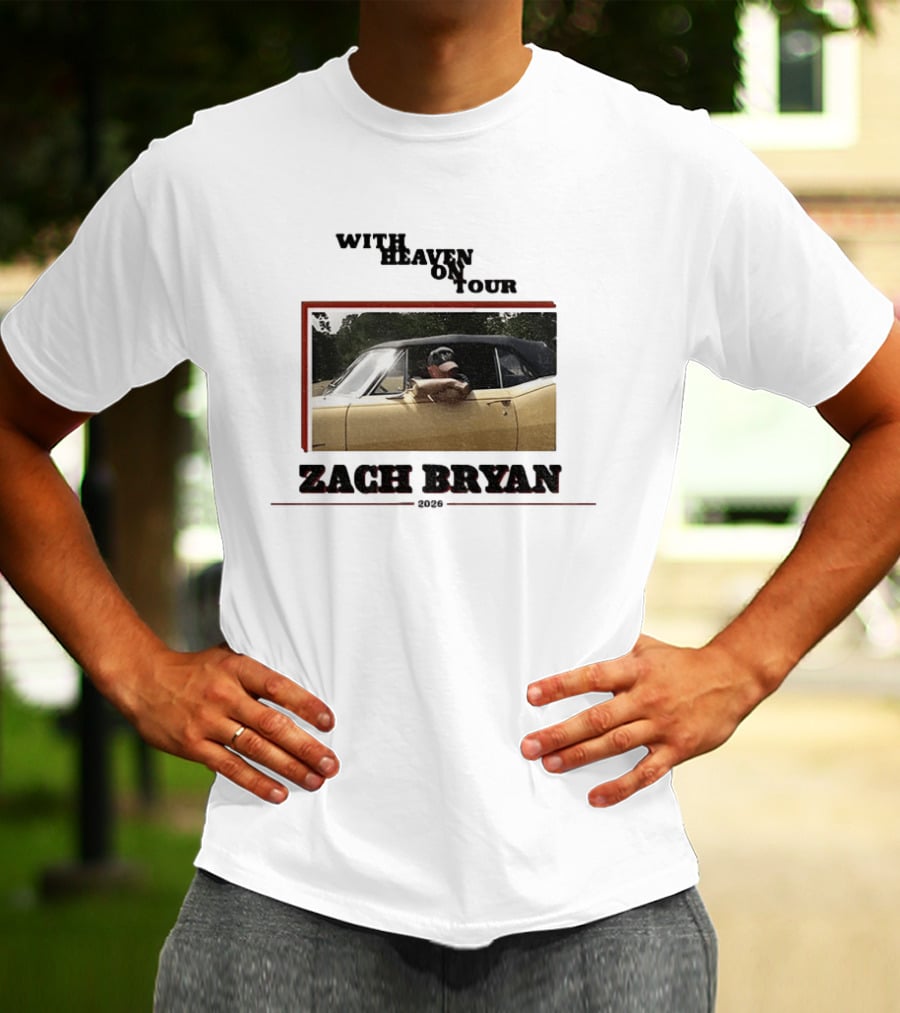 Zach Bryan With Heaven On Tour 2026 Yellow Convertible Country Music T-Shirt