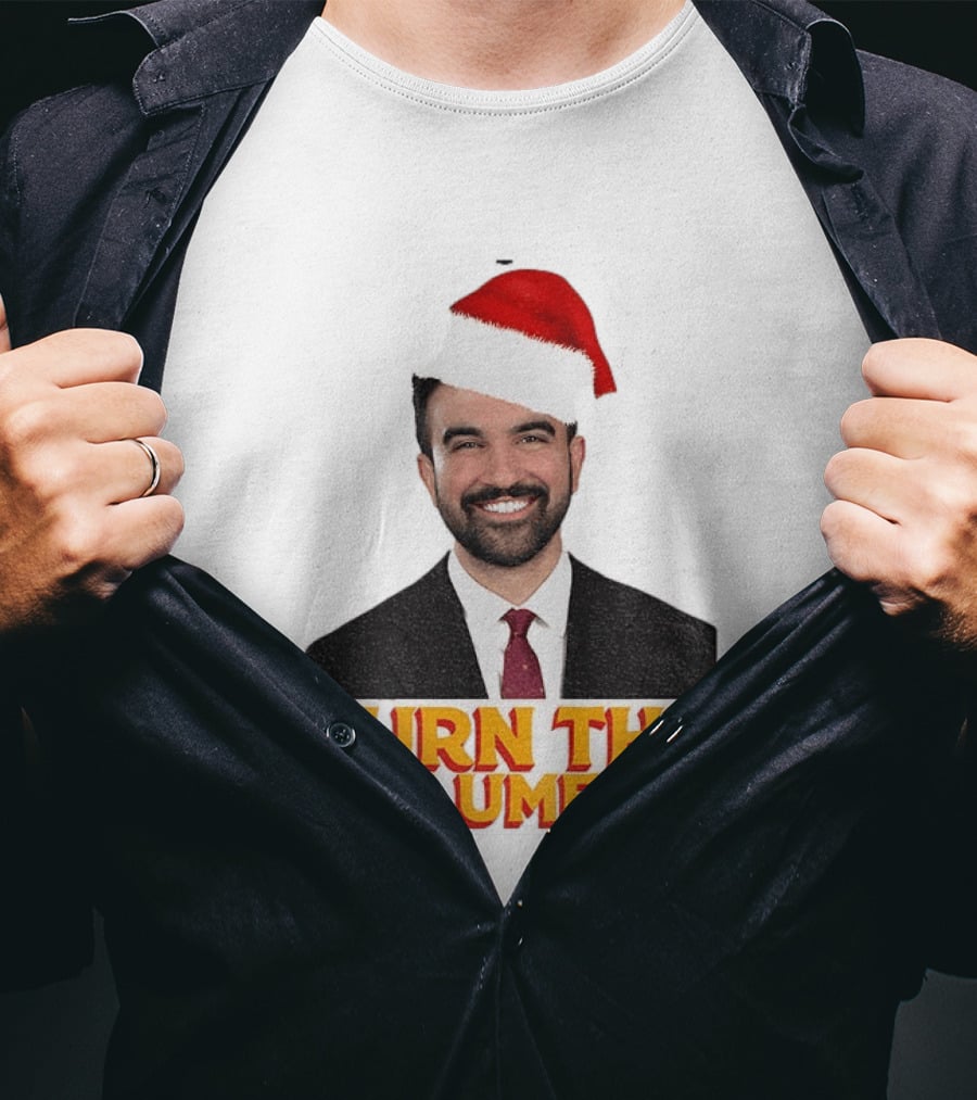 Turn The Volume Up Zohran Mamdani Santa Hat NYC Christmas 2025 T-Shirt