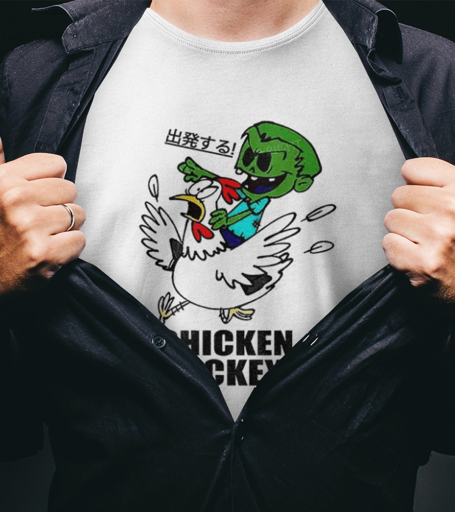 Zombie Chicken Jockey Exclamation Anime T-Shirt