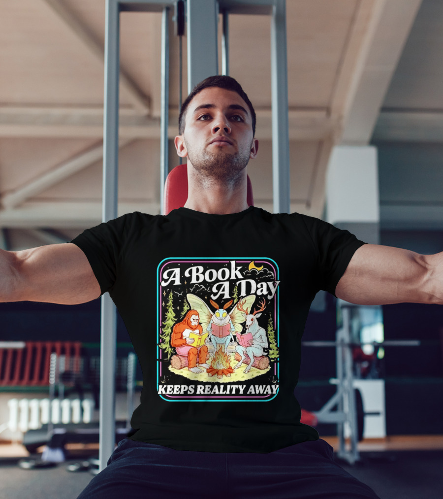 A Book A Day Reading Cryptid Club Campfire Keeps Reality Away T-Shirt