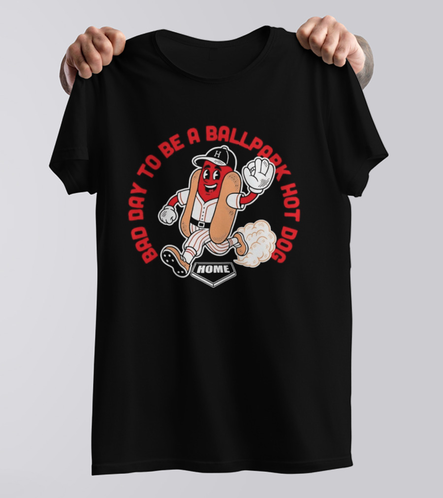 Bad Day To Be A Ballpark Hot Dog Cleveland Baseball Cartoon T-Shirt