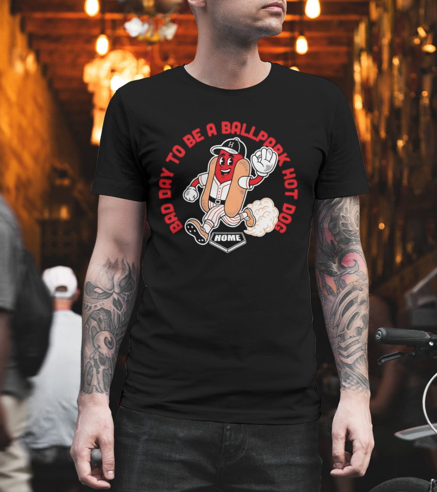 Bad Day To Be A Ballpark Hot Dog Cleveland Baseball Cartoon T-Shirt