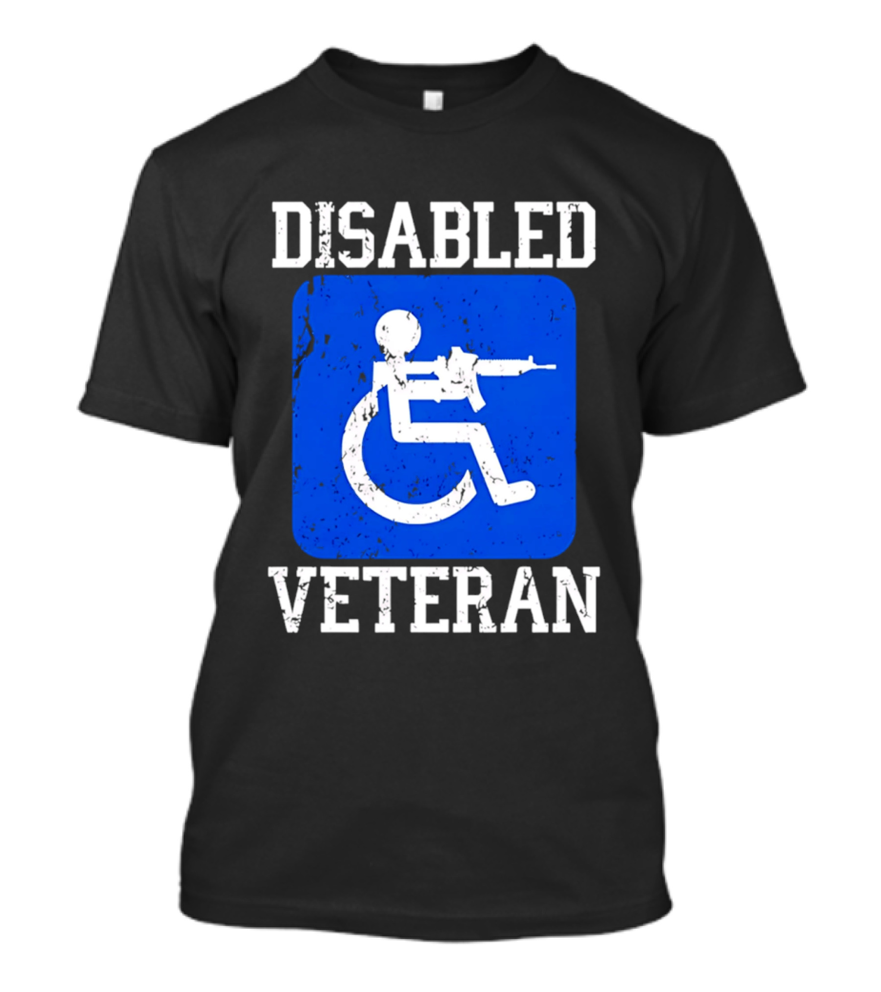 Disabled Veteran Blue Wheelchair Symbol With Gun T-Shirt