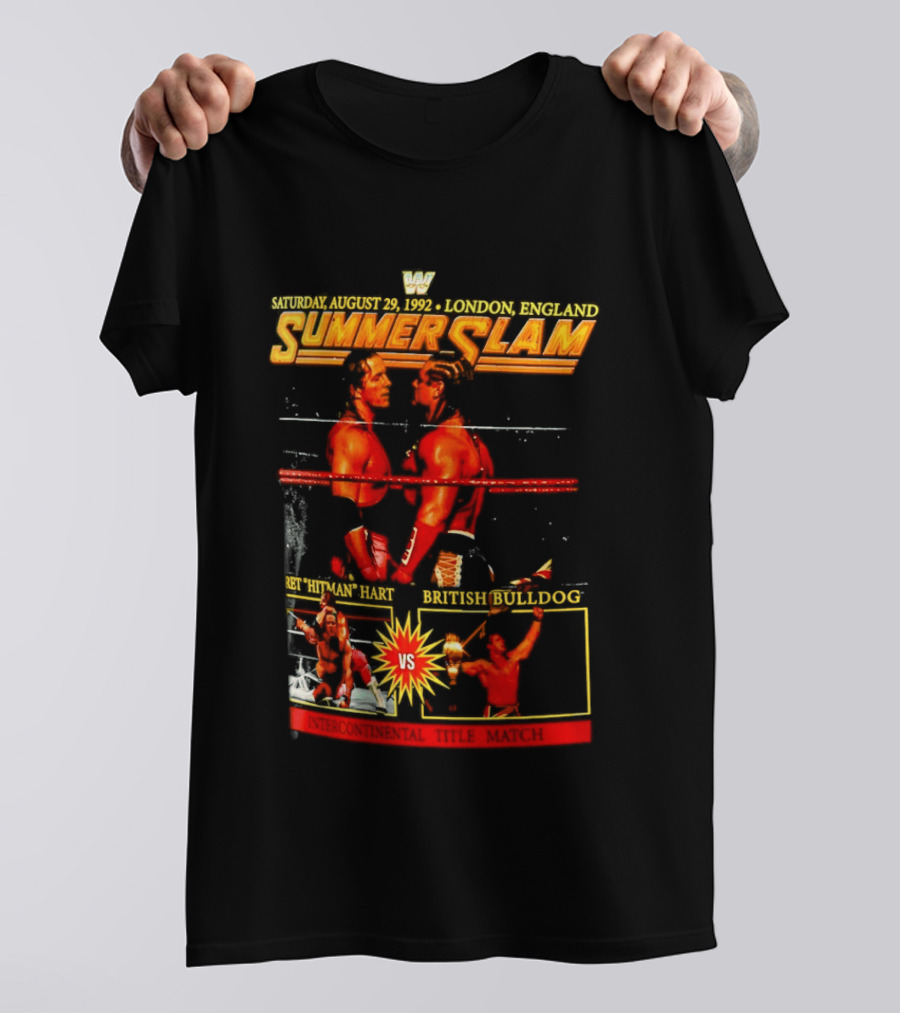 WWF SummerSlam 1992 Bret Hart Vs British Bulldog London England T-Shirt