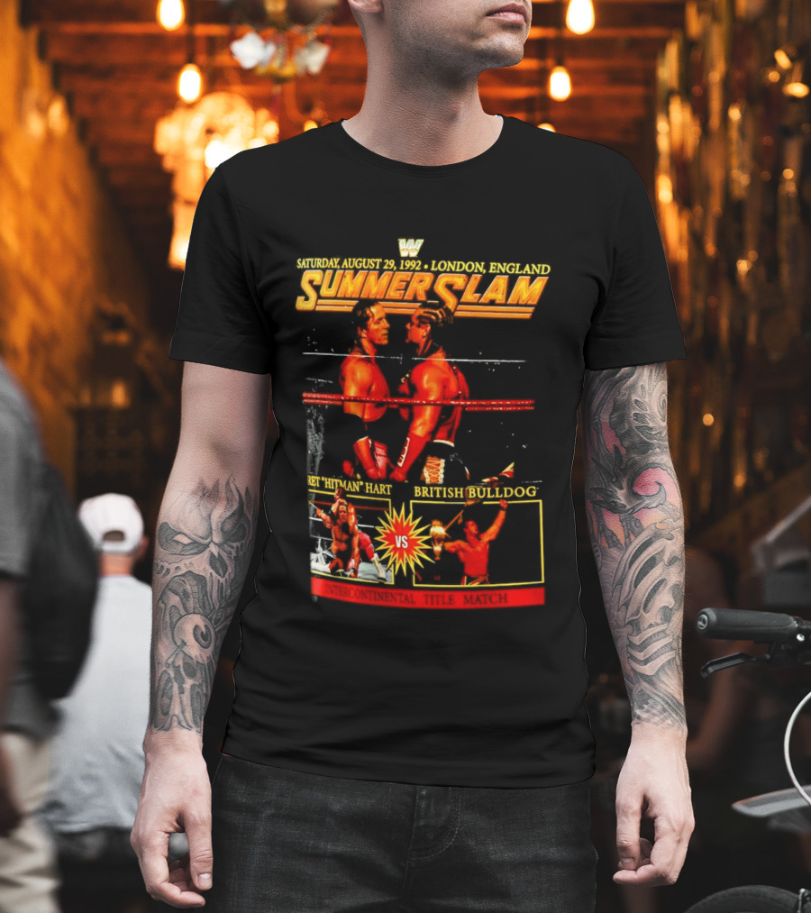 WWF SummerSlam 1992 Bret Hart Vs British Bulldog London England T-Shirt