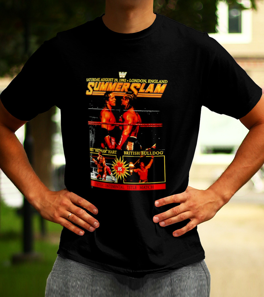 WWF SummerSlam 1992 Bret Hart Vs British Bulldog London England T-Shirt