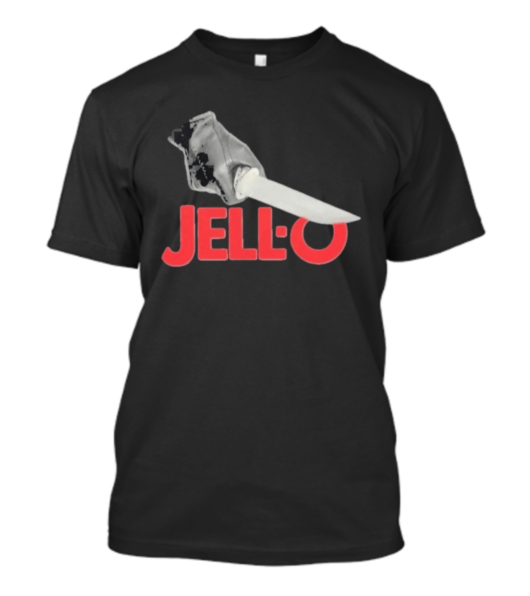 Jello Knife Red Oozing Text And Gloved Dagger T-Shirt