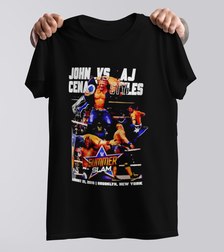 John Cena Vs AJ Styles WWE SummerSlam 2016 Barclays Center August 21 Brooklyn New York T-Shirt