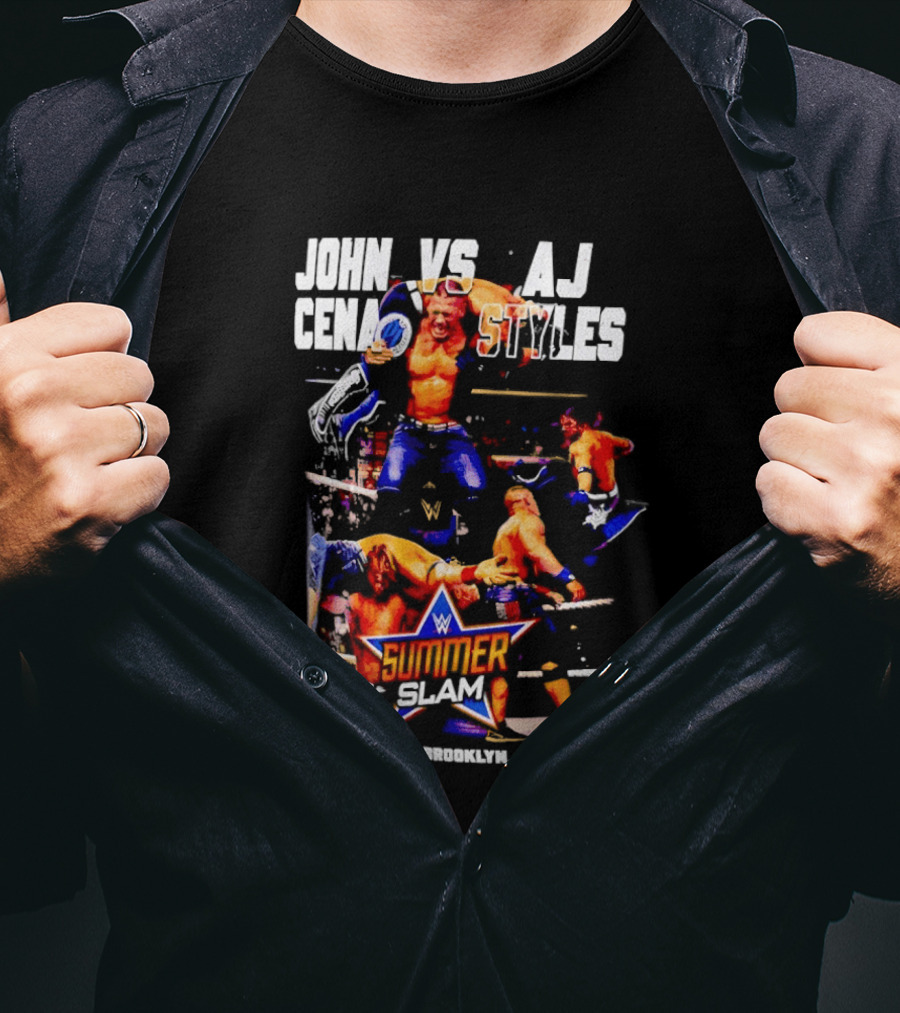 John Cena Vs AJ Styles WWE SummerSlam 2016 Barclays Center August 21 Brooklyn New York T-Shirt