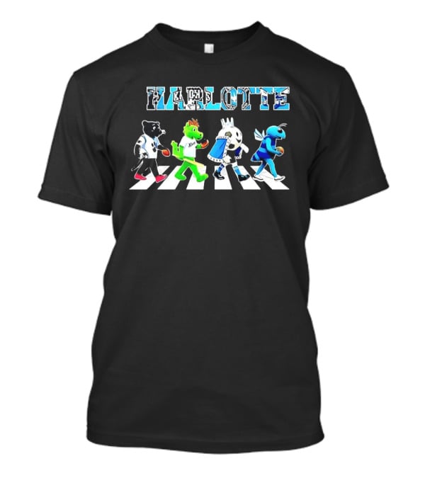Charlotte Sports Teams Mascots Crossing Abbey Road T-Shirt
