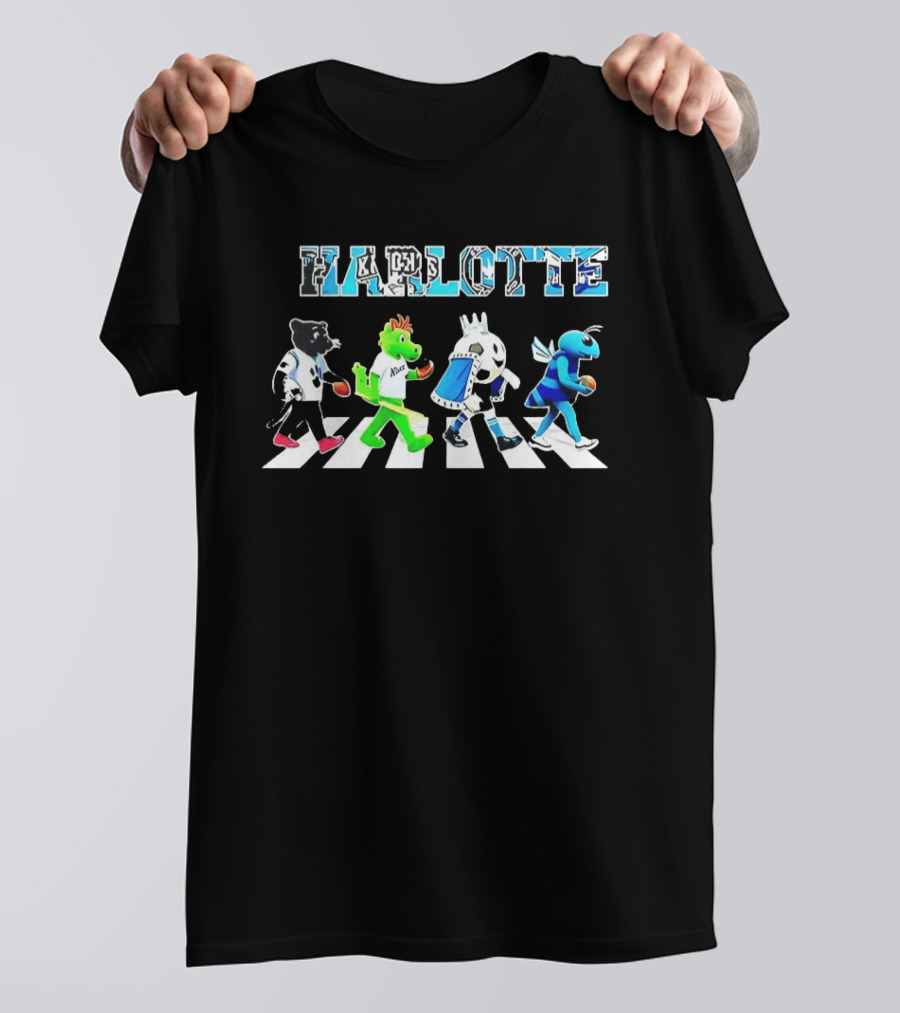 Charlotte Sports Teams Mascots Crossing Abbey Road T-Shirt
