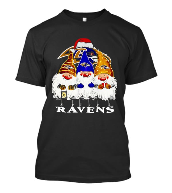 Gnomes Baltimore Ravens Christmas T-Shirt