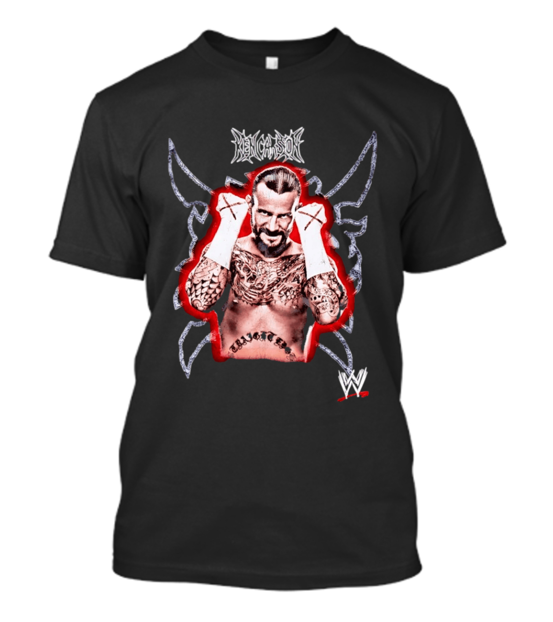 Ken Carson CM Punk WWE Logo Tattooed MMA Fighter T-Shirt