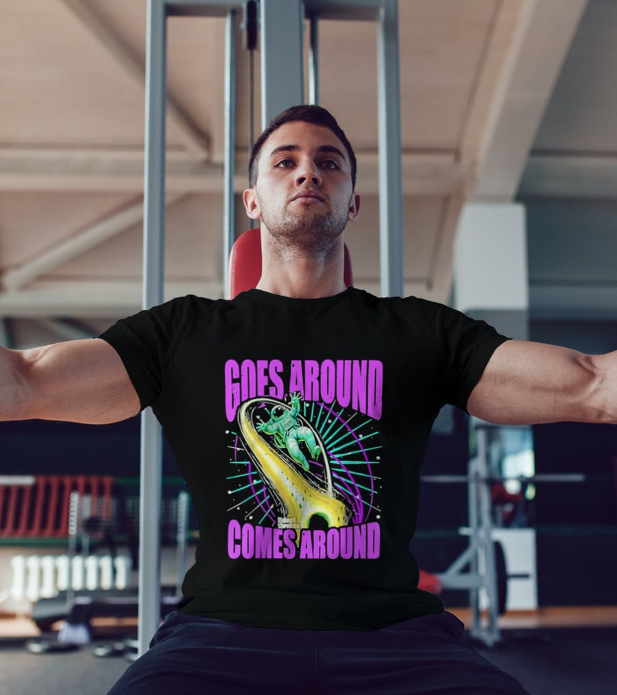 Goes Around Comes Around Astronaut Floating Space Retro Aesthetic T-Shirt