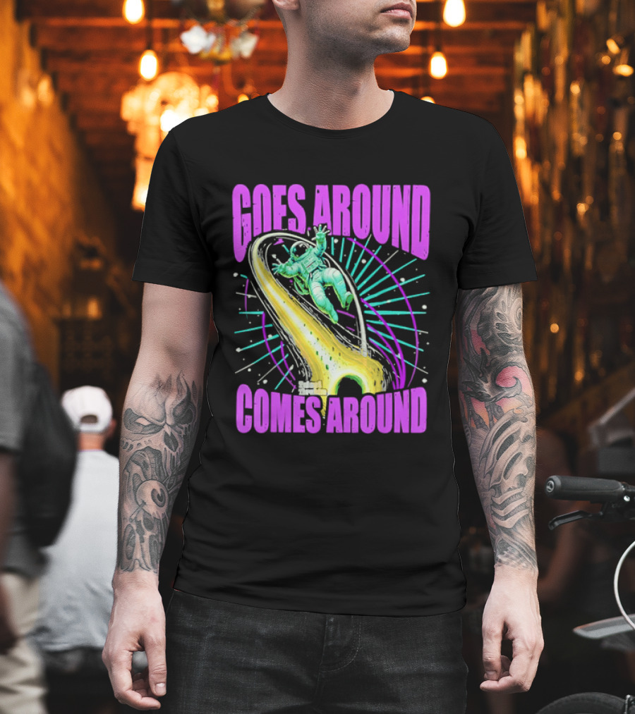 Goes Around Comes Around Astronaut Floating Space Retro Aesthetic T-Shirt