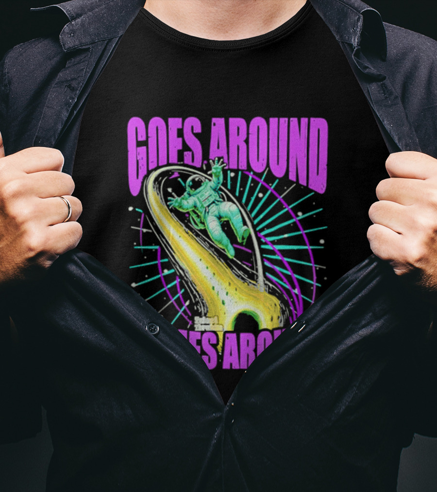 Goes Around Comes Around Astronaut Floating Space Retro Aesthetic T-Shirt