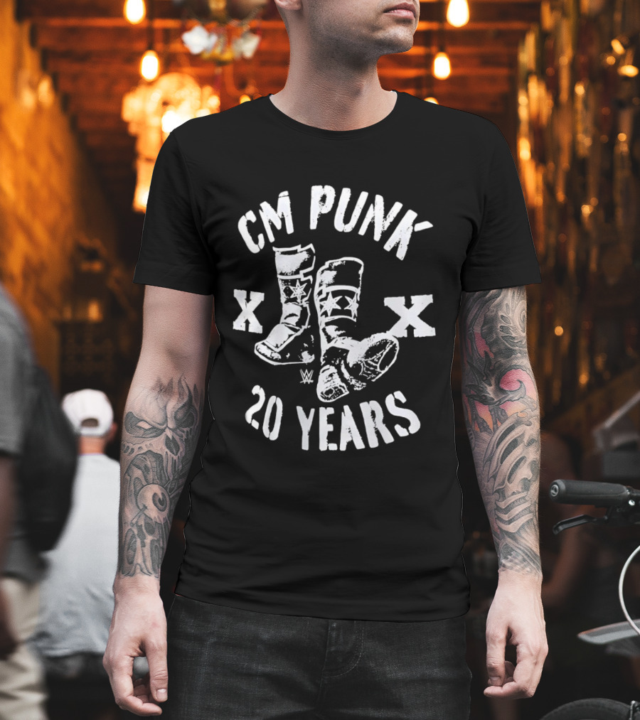 CM Punk 20 Years WWE Boots XX T-Shirt