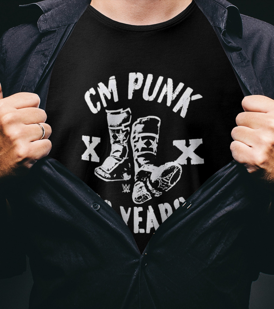 CM Punk 20 Years WWE Boots XX T-Shirt