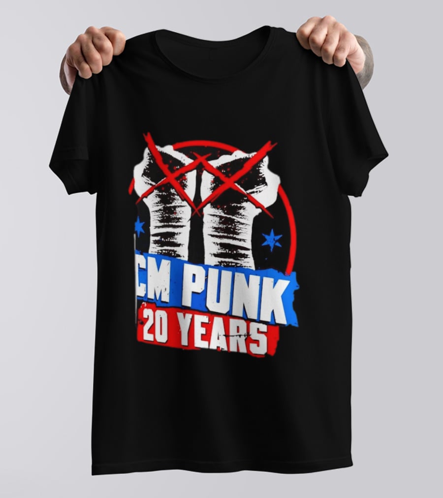 CM Punk 20 Years WWE Fists T-Shirt