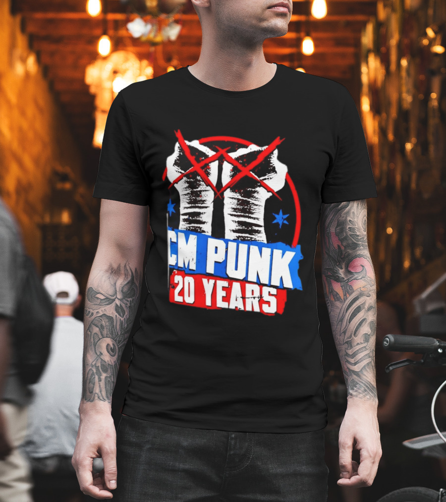 CM Punk 20 Years WWE Fists T-Shirt