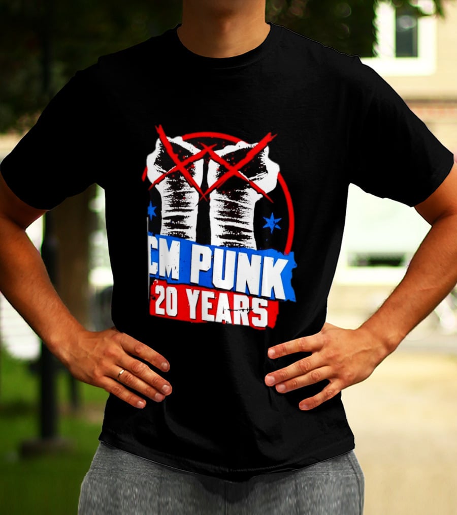 CM Punk 20 Years WWE Fists T-Shirt