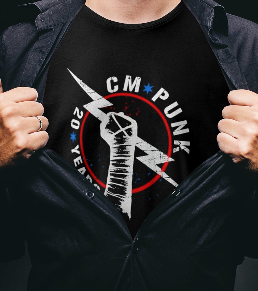 CM Punk 20 Years Lightning Fist WWE T-Shirt