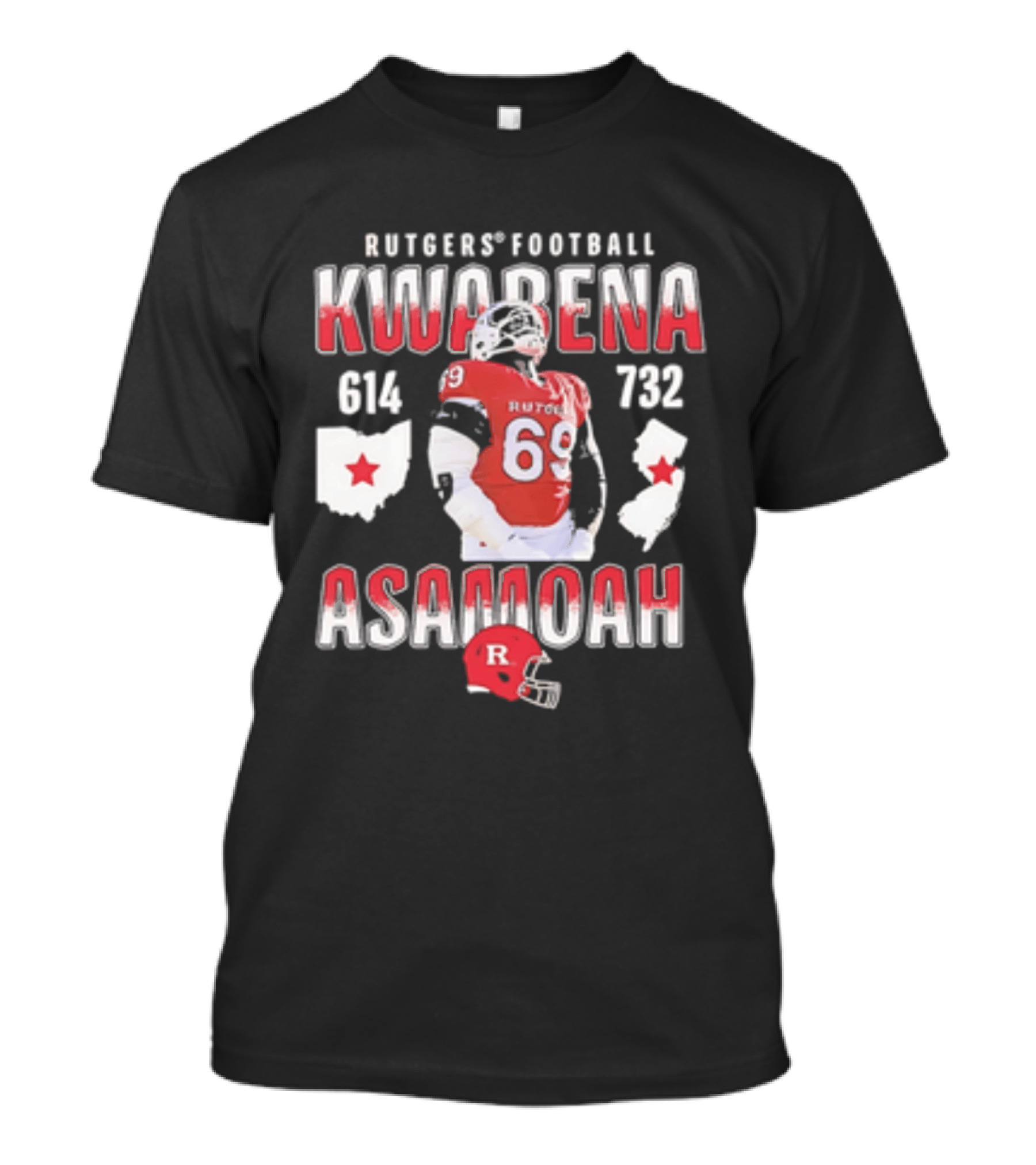 Kwabena Asamoah Rutgers Football 69 Ohio New Jersey 614 732 T-Shirt