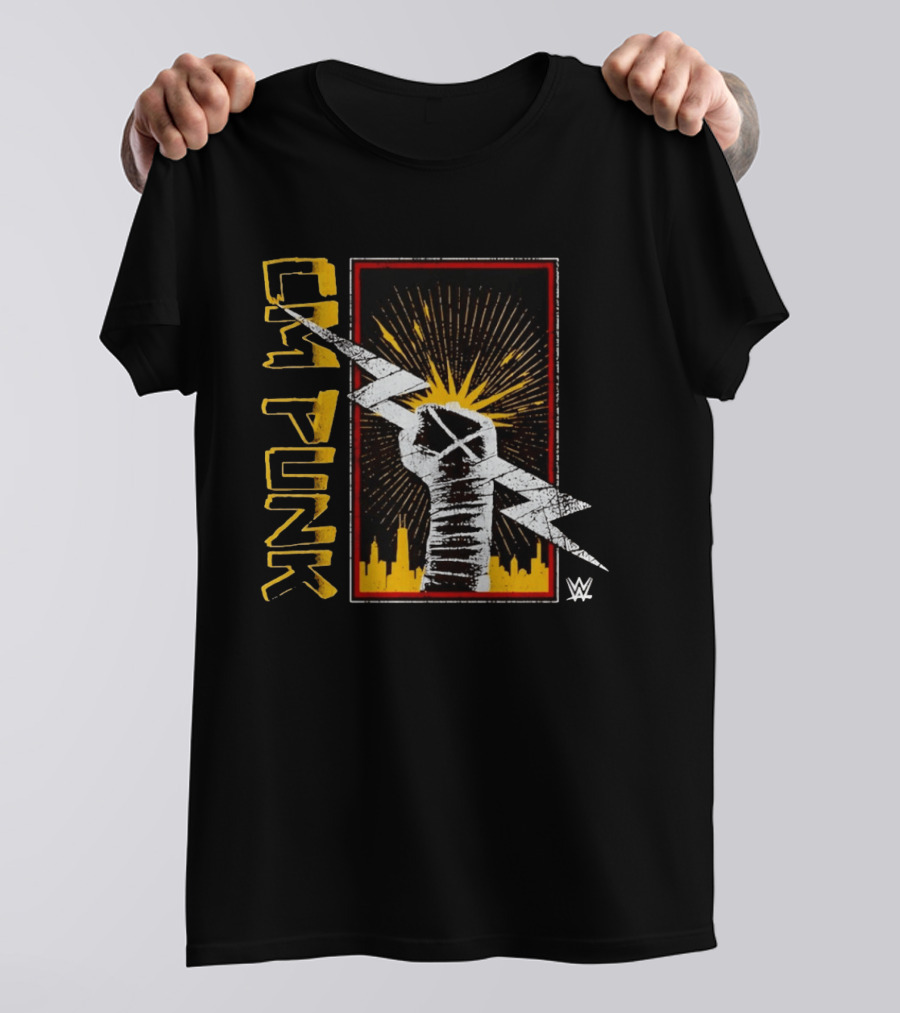 CM Punk WWE Best In The World Lightning Bolt Chicago Skyline Fist T-Shirt