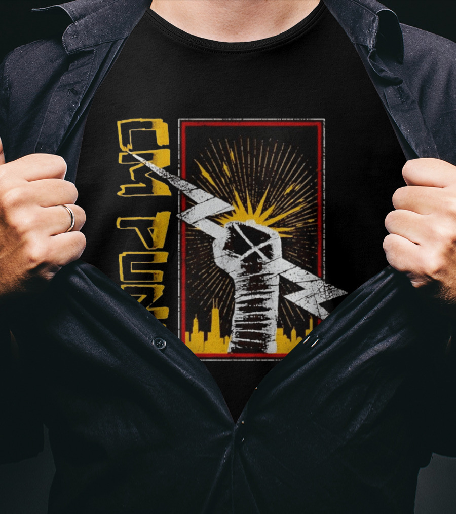 CM Punk WWE Best In The World Lightning Bolt Chicago Skyline Fist T-Shirt