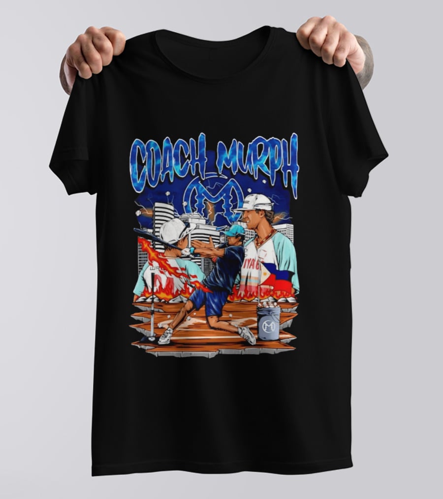 Coach Murph Baseball Training Batting Practice Urban City Flames Philippine Flag T-Shirt