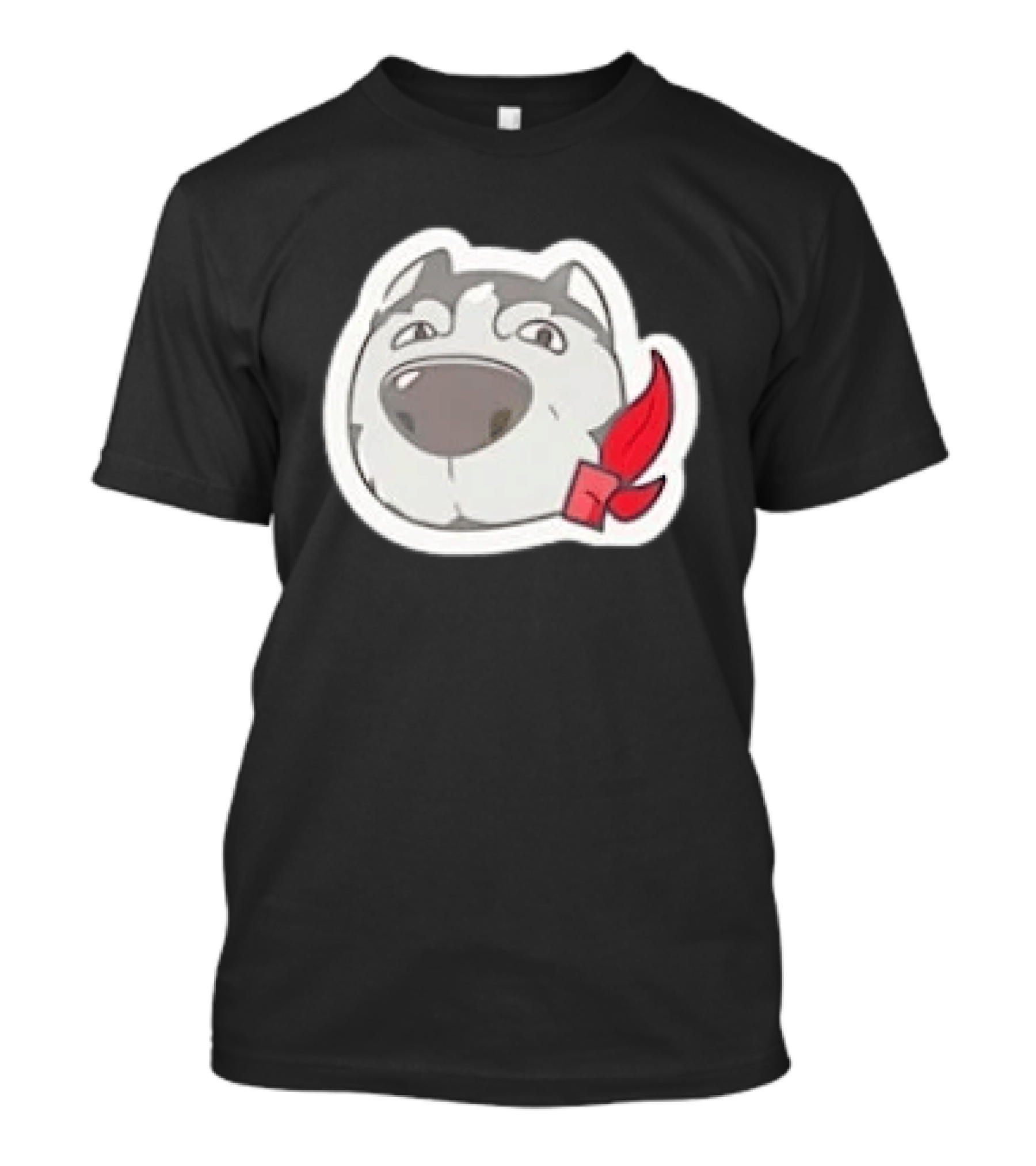 Husky Dog With Red Bandana Puppy Cute Cartoon Face T-Shirt