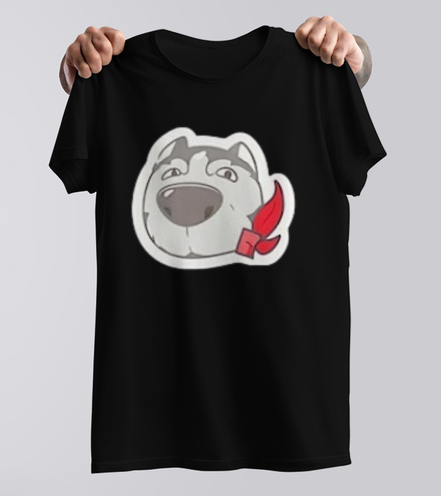 Husky Dog With Red Bandana Puppy Cute Cartoon Face T-Shirt