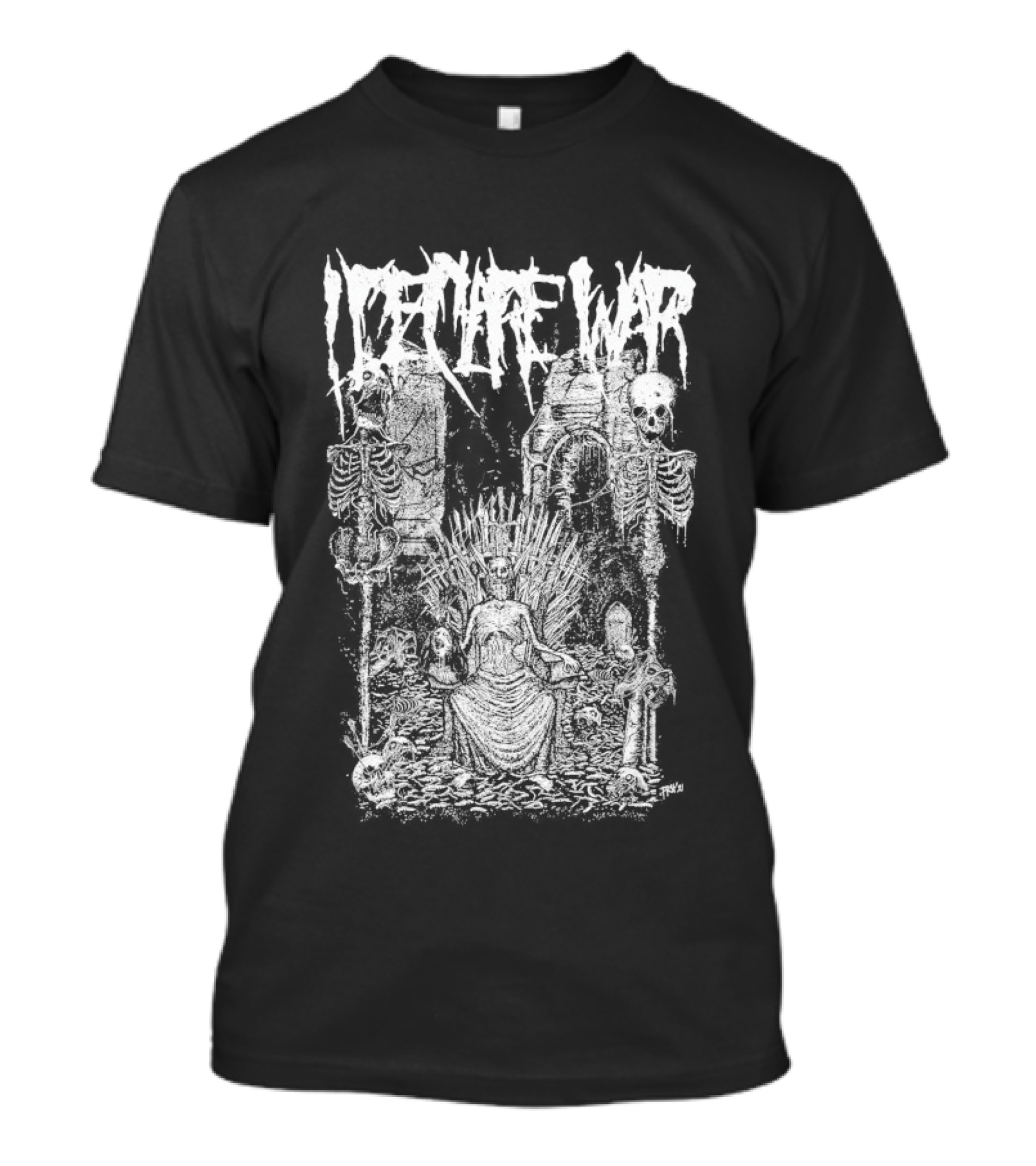 I Declare War Throne Skeleton Warriors Medieval Battle Scene T-Shirt