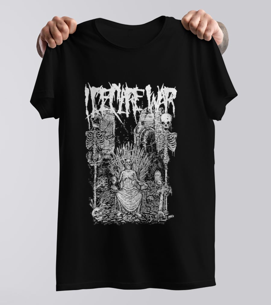 I Declare War Throne Skeleton Warriors Medieval Battle Scene T-Shirt